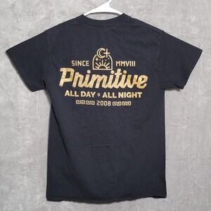 Primitive T-Shirt Mens Small Black Gold All Day All Night 2008 Graphic Tee